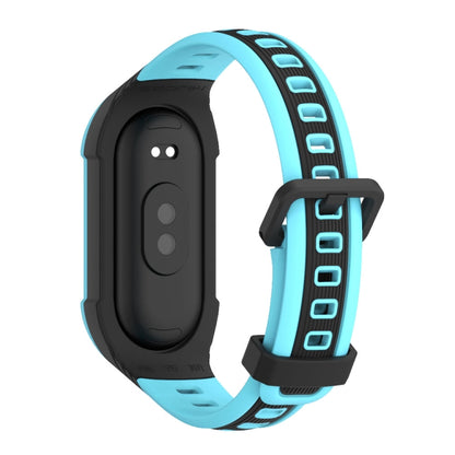For Xiaomi Mi Band 8 MIJOBS Unibody Two Color Silicone Watch Band(Black Blue) - Watch Bands by MIJOBS | Online Shopping UK | buy2fix