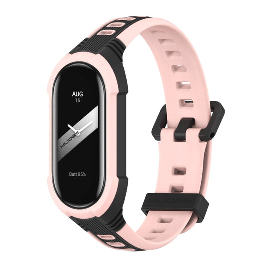For Xiaomi Mi Band 8 MIJOBS Unibody Two Color Silicone Watch Band(Black Pink) - Watch Bands by MIJOBS | Online Shopping UK | buy2fix