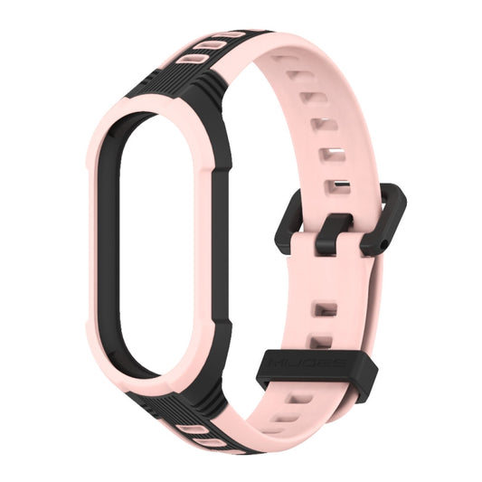 For Xiaomi Mi Band 8 MIJOBS Unibody Two Color Silicone Watch Band(Black Pink) - Watch Bands by MIJOBS | Online Shopping UK | buy2fix