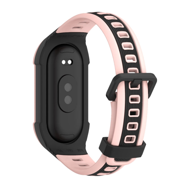 For Xiaomi Mi Band 8 MIJOBS Unibody Two Color Silicone Watch Band(Black Pink) - Watch Bands by MIJOBS | Online Shopping UK | buy2fix