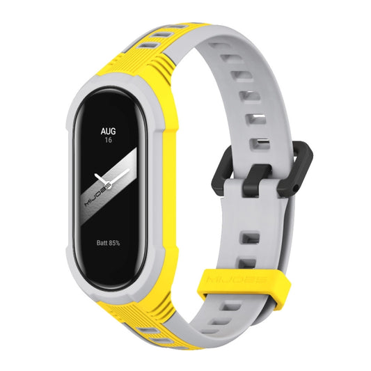For Xiaomi Mi Band 8 MIJOBS Unibody Two Color Silicone Watch Band(Yellow Grey) - Watch Bands by MIJOBS | Online Shopping UK | buy2fix