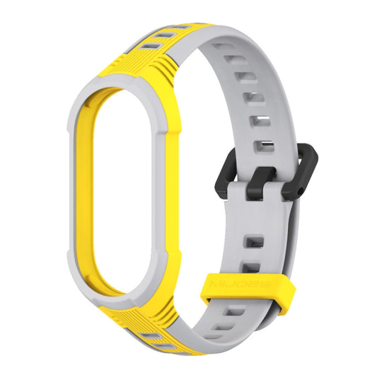 For Xiaomi Mi Band 8 MIJOBS Unibody Two Color Silicone Watch Band(Yellow Grey) - Watch Bands by MIJOBS | Online Shopping UK | buy2fix