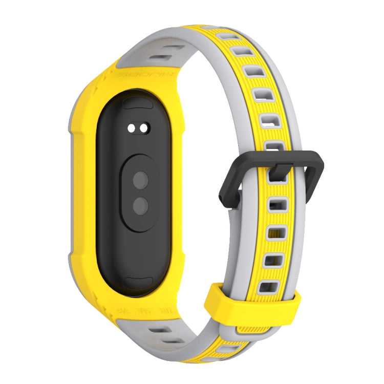 For Xiaomi Mi Band 8 MIJOBS Unibody Two Color Silicone Watch Band(Yellow Grey) - Watch Bands by MIJOBS | Online Shopping UK | buy2fix
