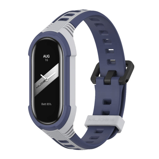 For Xiaomi Mi Band 8 MIJOBS Unibody Two Color Silicone Watch Band(Grey Midnight Blue) - Watch Bands by MIJOBS | Online Shopping UK | buy2fix