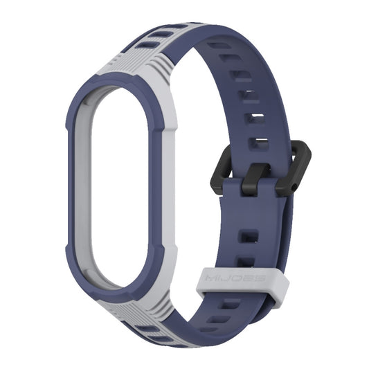 For Xiaomi Mi Band 8 MIJOBS Unibody Two Color Silicone Watch Band(Grey Midnight Blue) - Watch Bands by MIJOBS | Online Shopping UK | buy2fix