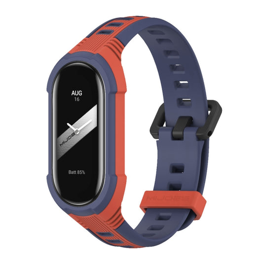 For Xiaomi Mi Band 8 MIJOBS Unibody Two Color Silicone Watch Band(Orang Midnight Blue) - Watch Bands by MIJOBS | Online Shopping UK | buy2fix