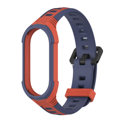 For Xiaomi Mi Band 8 MIJOBS Unibody Two Color Silicone Watch Band(Orang Midnight Blue) - Watch Bands by MIJOBS | Online Shopping UK | buy2fix