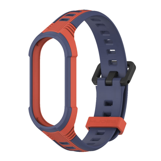 For Xiaomi Mi Band 8 MIJOBS Unibody Two Color Silicone Watch Band(Orang Midnight Blue) - Watch Bands by MIJOBS | Online Shopping UK | buy2fix