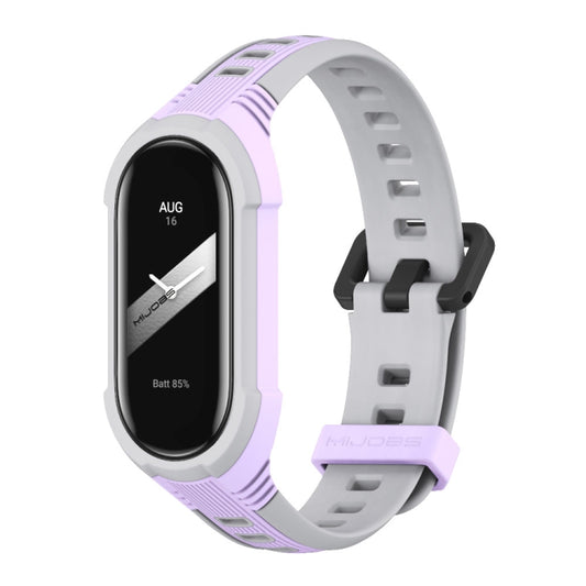 For Xiaomi Mi Band 8 MIJOBS Unibody Two Color Silicone Watch Band(Purple Grey) - Watch Bands by MIJOBS | Online Shopping UK | buy2fix