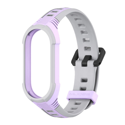 For Xiaomi Mi Band 8 MIJOBS Unibody Two Color Silicone Watch Band(Purple Grey) - Watch Bands by MIJOBS | Online Shopping UK | buy2fix