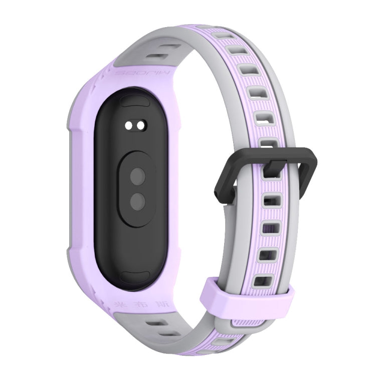 For Xiaomi Mi Band 8 MIJOBS Unibody Two Color Silicone Watch Band(Purple Grey) - Watch Bands by MIJOBS | Online Shopping UK | buy2fix
