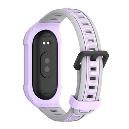 For Xiaomi Mi Band 8 MIJOBS Unibody Two Color Silicone Watch Band(Purple Grey) - Watch Bands by MIJOBS | Online Shopping UK | buy2fix