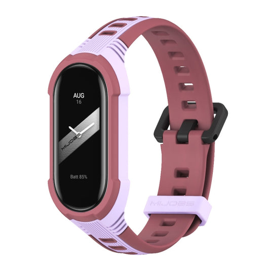 For Xiaomi Mi Band 8 MIJOBS Unibody Two Color Silicone Watch Band(Purple Wine Red) - Watch Bands by MIJOBS | Online Shopping UK | buy2fix
