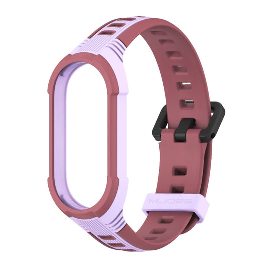 For Xiaomi Mi Band 8 MIJOBS Unibody Two Color Silicone Watch Band(Purple Wine Red) - Watch Bands by MIJOBS | Online Shopping UK | buy2fix