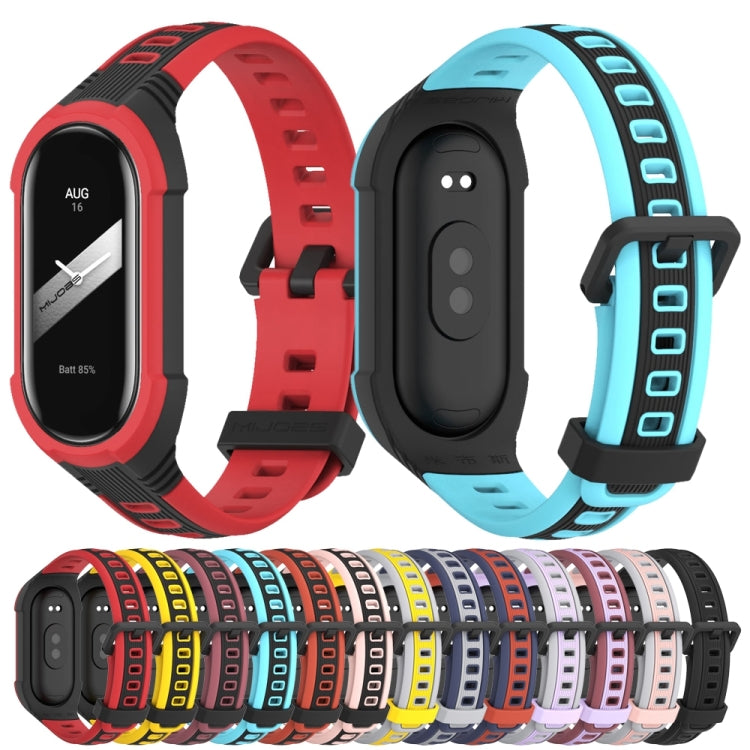 For Xiaomi Mi Band 8 MIJOBS Unibody Two Color Silicone Watch Band(Black Red) - Watch Bands by MIJOBS | Online Shopping UK | buy2fix