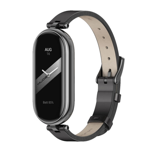 For Xiaomi Smart Band 10 / 9 / 8 Mijobs First Layer Cowhide Watch Band(Black) - Watch Bands by MIJOBS | Online Shopping UK | buy2fix