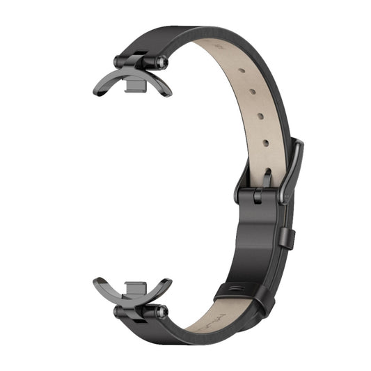For Xiaomi Smart Band 10 / 9 / 8 Mijobs First Layer Cowhide Watch Band(Black) - Watch Bands by MIJOBS | Online Shopping UK | buy2fix