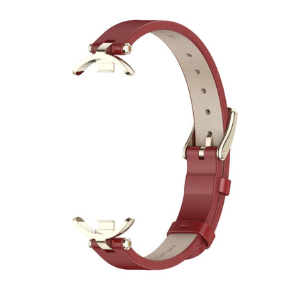 For Xiaomi Smart Band 10 / 9 / 8 Mijobs First Layer Cowhide Watch Band(Red Light Gold) - Watch Bands by MIJOBS | Online Shopping UK | buy2fix