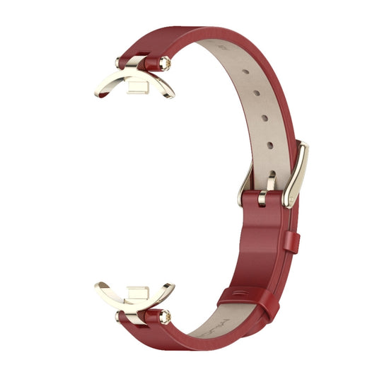 For Xiaomi Smart Band 10 / 9 / 8 Mijobs First Layer Cowhide Watch Band(Red Light Gold) - Watch Bands by MIJOBS | Online Shopping UK | buy2fix