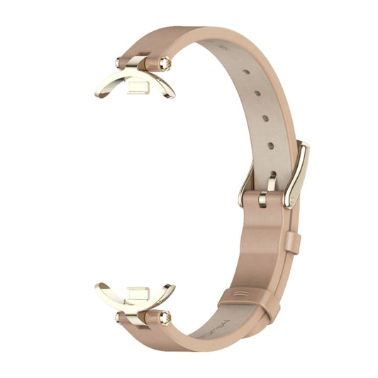 For Xiaomi Smart Band 10 / 9 / 8 Mijobs First Layer Cowhide Watch Band(Apricot Light Gold) - Watch Bands by MIJOBS | Online Shopping UK | buy2fix