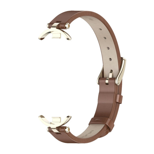 For Xiaomi Smart Band 10 / 9 / 8 Mijobs First Layer Cowhide Watch Band(Brown Light Gold) - Watch Bands by MIJOBS | Online Shopping UK | buy2fix