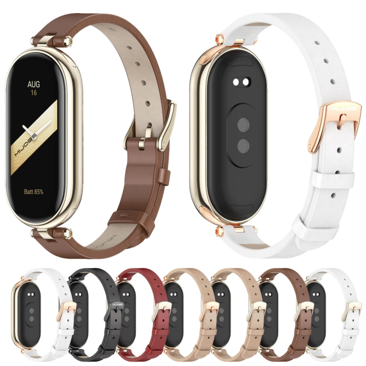 For Xiaomi Smart Band 10 / 9 / 8 Mijobs First Layer Cowhide Watch Band(Black) - Watch Bands by MIJOBS | Online Shopping UK | buy2fix