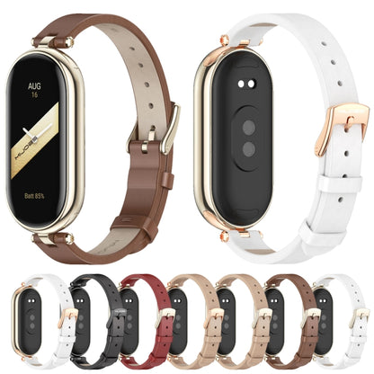 For Xiaomi Smart Band 10 / 9 / 8 Mijobs First Layer Cowhide Watch Band(Black) - Watch Bands by MIJOBS | Online Shopping UK | buy2fix