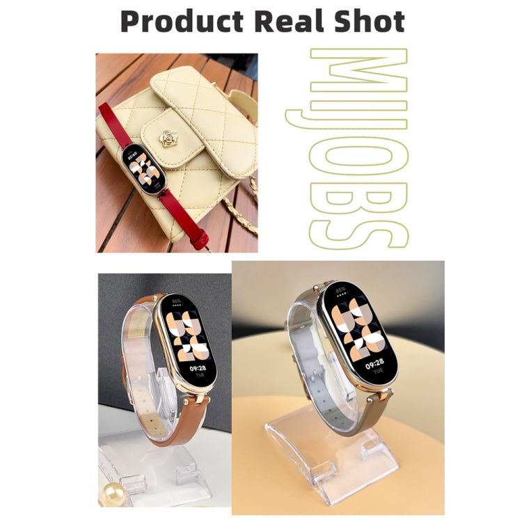 For Xiaomi Smart Band 10 / 9 / 8 Mijobs First Layer Cowhide Watch Band(Black) - Watch Bands by MIJOBS | Online Shopping UK | buy2fix