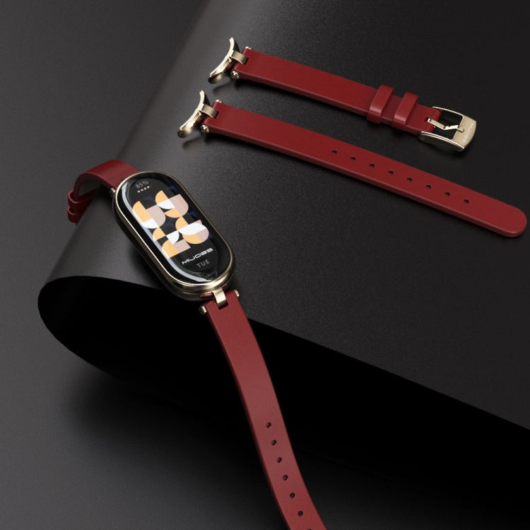 For Xiaomi Smart Band 10 / 9 / 8 Mijobs First Layer Cowhide Watch Band(Black) - Watch Bands by MIJOBS | Online Shopping UK | buy2fix