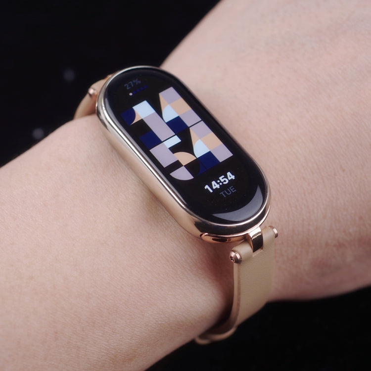 For Xiaomi Smart Band 10 / 9 / 8 Mijobs First Layer Cowhide Watch Band(Black) - Watch Bands by MIJOBS | Online Shopping UK | buy2fix
