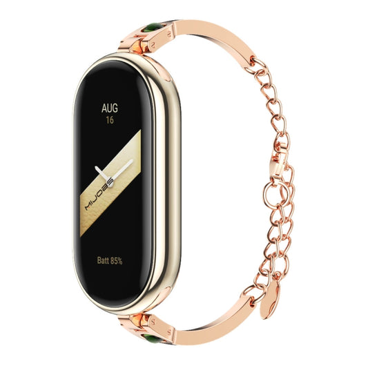 For Xiaomi Smart Band 10 / 9 / 8 Mijobs Ruyi Beauty Bracelet Watch Band(Rose Gold Green) - Watch Bands by MIJOBS | Online Shopping UK | buy2fix