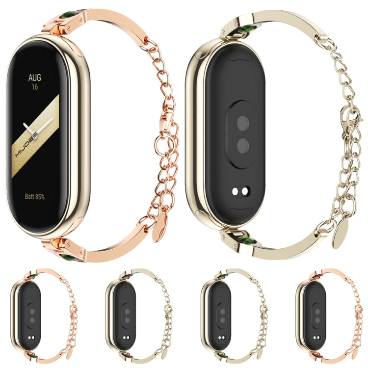 For Xiaomi Smart Band 10 / 9 / 8 Mijobs Ruyi Beauty Bracelet Watch Band(Rose Gold Green) - Watch Bands by MIJOBS | Online Shopping UK | buy2fix