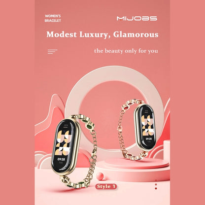 For Xiaomi Smart Band 10 / 9 / 8 Mijobs Mermaid Beauty Bracelet Watch Band(Light Gold Green) - Watch Bands by MIJOBS | Online Shopping UK | buy2fix