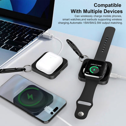 For iPhone / AirPods / iWatch Series 3 in 1 Portable Wireless Charger(Black) by buy2fix