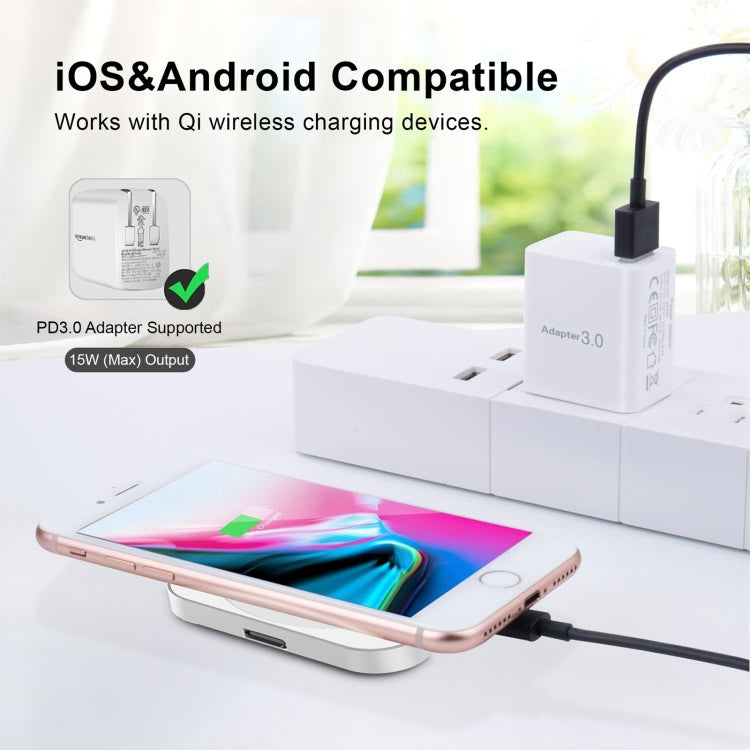 For iPhone / AirPods / iWatch Series 3 in 1 Portable Wireless Charger(Silver) by buy2fix