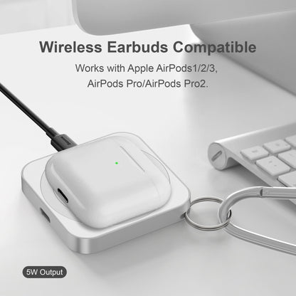 For iPhone / AirPods / iWatch Series 3 in 1 Portable Wireless Charger(Silver) by buy2fix
