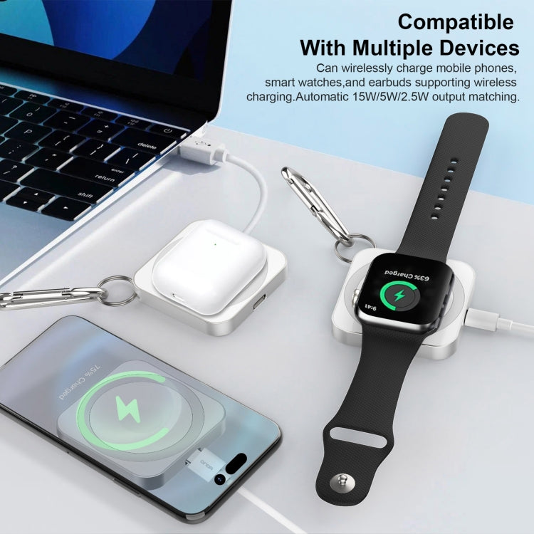 For iPhone / AirPods / iWatch Series 3 in 1 Portable Wireless Charger(Silver) by buy2fix
