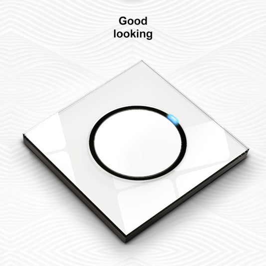 86mm Round LED Tempered Glass Switch Panel, White Round Glass, Style:One Open Dual Control -  by buy2fix | Online Shopping UK | buy2fix