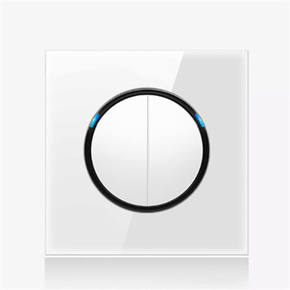 86mm Round LED Tempered Glass Switch Panel, White Round Glass, Style:Two Open Dual Control -  by buy2fix | Online Shopping UK | buy2fix
