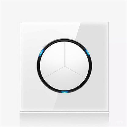 86mm Round LED Tempered Glass Switch Panel, White Round Glass, Style:Three Billing Control -  by buy2fix | Online Shopping UK | buy2fix