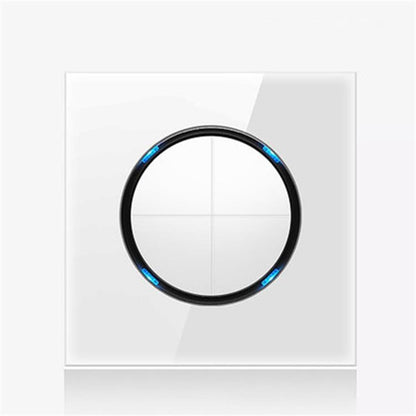86mm Round LED Tempered Glass Switch Panel, White Round Glass, Style:Four Open Dual Control -  by buy2fix | Online Shopping UK | buy2fix