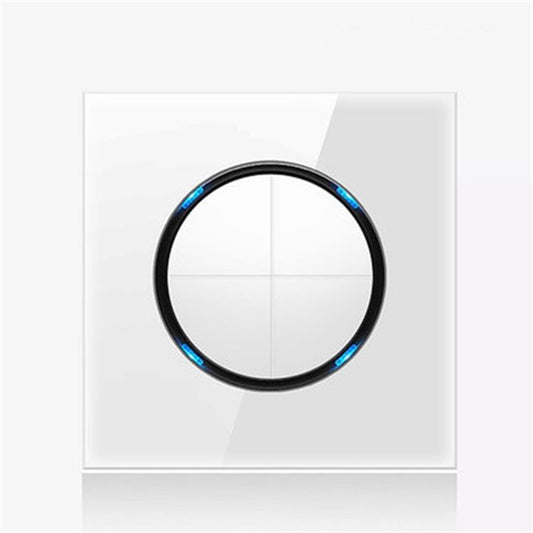 86mm Round LED Tempered Glass Switch Panel, White Round Glass, Style:Four Open Dual Control -  by buy2fix | Online Shopping UK | buy2fix