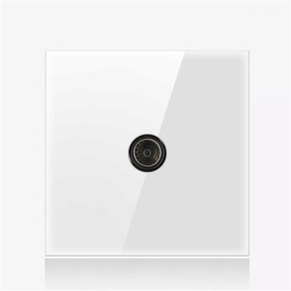 86mm Round LED Tempered Glass Switch Panel, White Round Glass, Style:TV Socket -  by buy2fix | Online Shopping UK | buy2fix