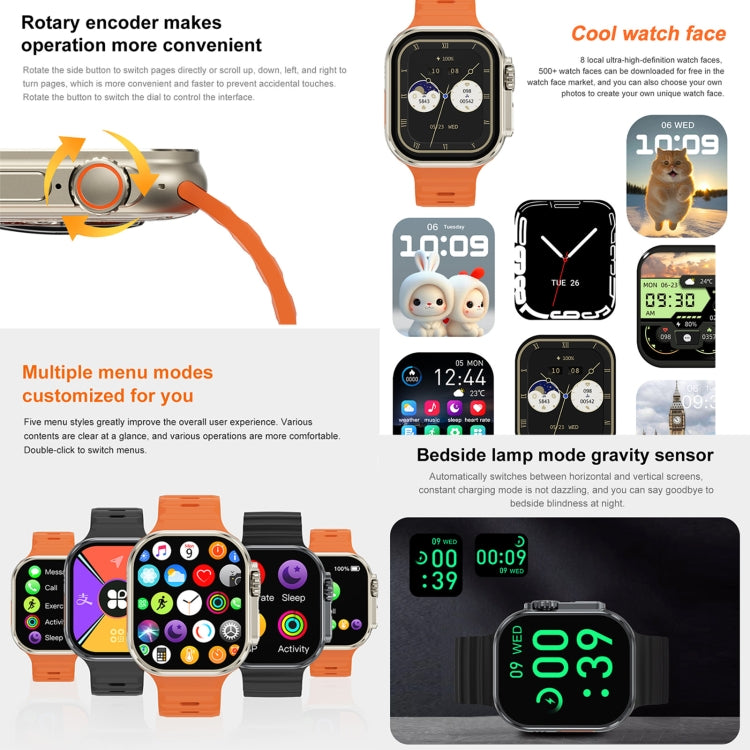 iW9 Ultra 2.04 inch Screen Smart Call Watch, BT Call / Heart Rate / Blood Pressure / Blood Oxygen(Orange Gold) by buy2fix