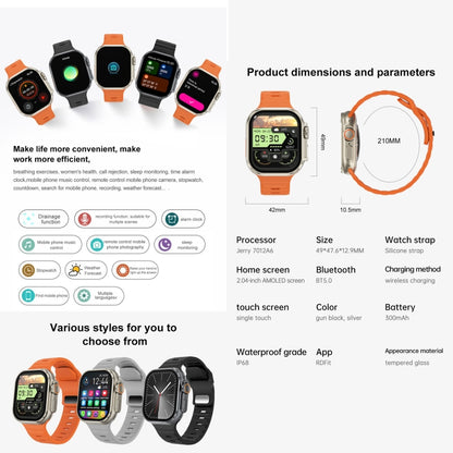 iW9 Ultra 2.04 inch Screen Smart Call Watch, BT Call / Heart Rate / Blood Pressure / Blood Oxygen(Orange Gold) by buy2fix