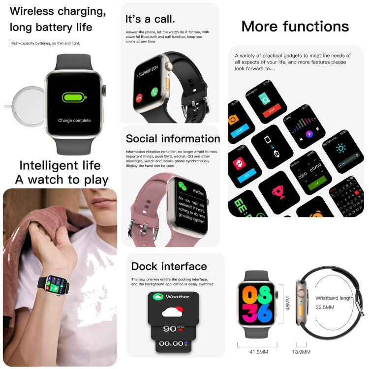 Q9 Smart Bracelet, 2.01 inch Waterproof Smart Watch, BT Call / Heart Rate / Blood Pressure / Blood Oxygen(Black Gold) by buy2fix