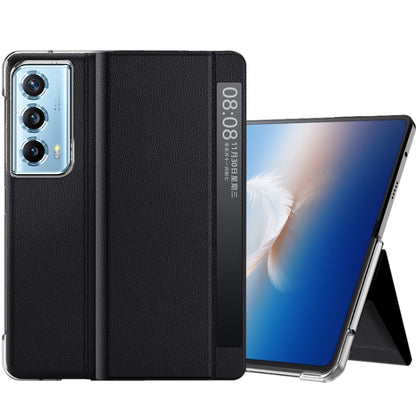 For Honor Magic Vs2 Attraction Flip Holder Side Window Smart Leather Phone Case(Black) - Honor Cases by buy2fix | Online Shopping UK | buy2fix