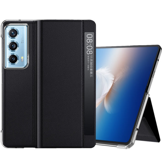 For Honor Magic Vs2 Attraction Flip Holder Side Window Smart Leather Phone Case(Black) - Honor Cases by buy2fix | Online Shopping UK | buy2fix