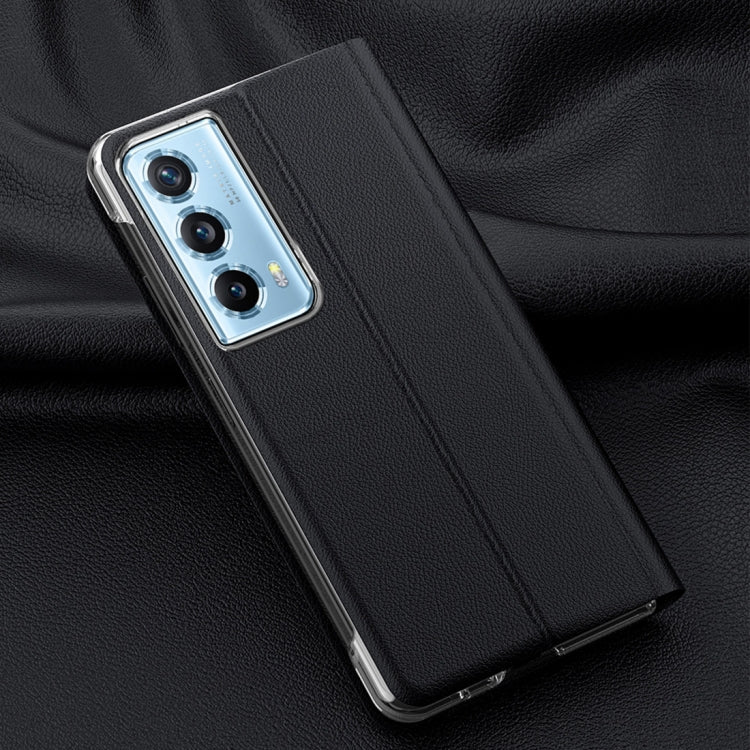 For Honor Magic Vs2 Attraction Flip Holder Side Window Smart Leather Phone Case(Black) - Honor Cases by buy2fix | Online Shopping UK | buy2fix