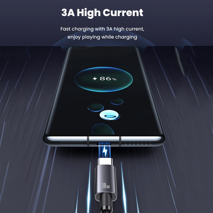 USAMS US-SJ663 USB To Type-C 3A Fast Charge Data Cable, Length: 1.2m(Black) - USB-C & Type-C Cable by USAMS | Online Shopping UK | buy2fix